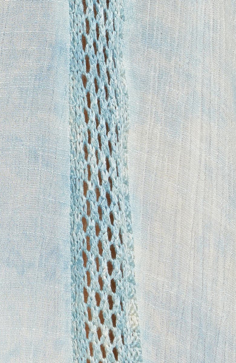 Elan Crochet Inset Long Cotton Cover-Up, Alternate, color,