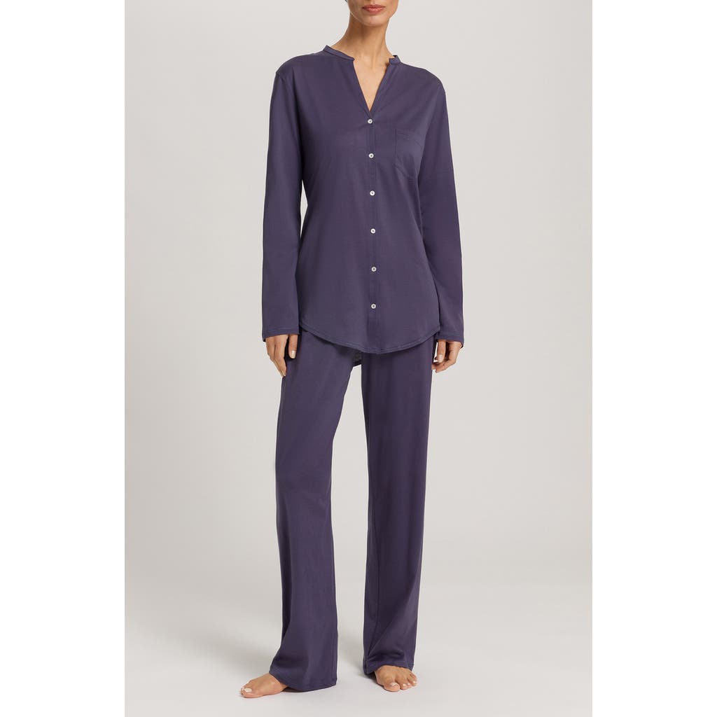 Hanro Cotton Deluxe Pajamas In Blue
