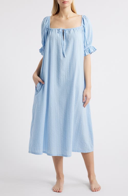 Shop Nordstrom Seersucker Nightgown In Blue Windsurfer