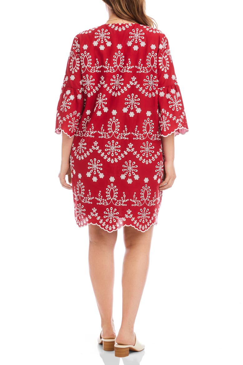 Embroidered Flare Sleeve Minidress, Alternate, color, RED
