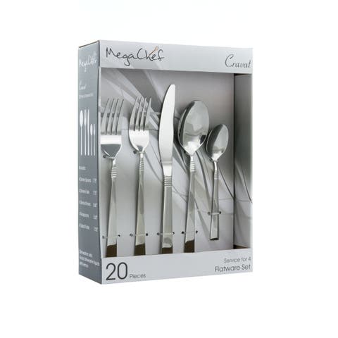 Cravat 20 Piece Flatware Utensil Set, Stainless Steel Silverware Metal Service for 4