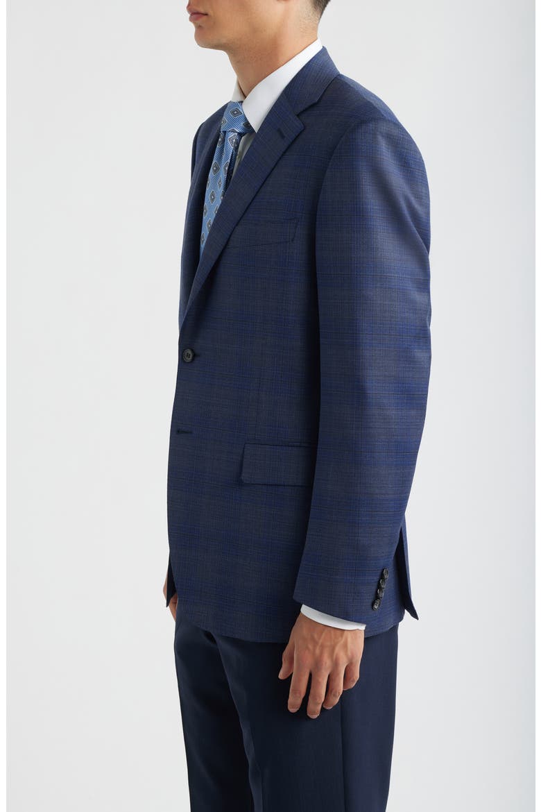 Capri Trim Fit Dark Blue & Grey Plaid Wool Sport Coat, Alternate, color, DARK BLUE/ GREY
