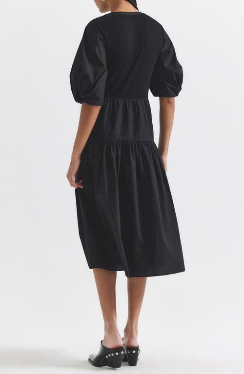 Derek Lam 10 Crosby Natalia Mixed Media Midi Dress In Black