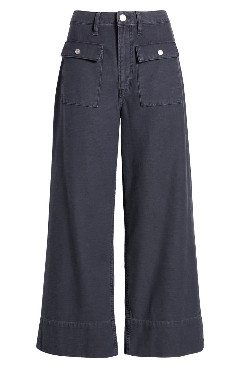 FRAME The '70s Patch Pocket Ankle Wide Leg Twill Pants, Alternate, color, Washed Navy
