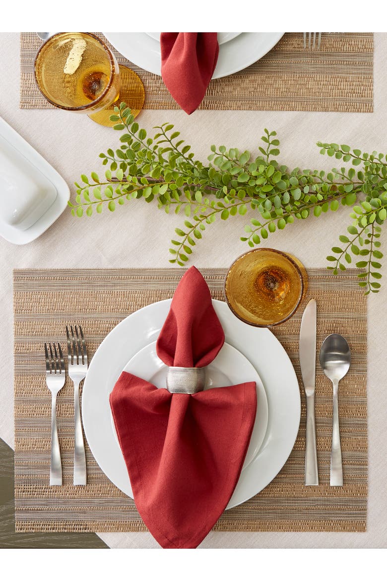 PVC Double frame Placemat Set/6, Alternate, color, Metallic Gold