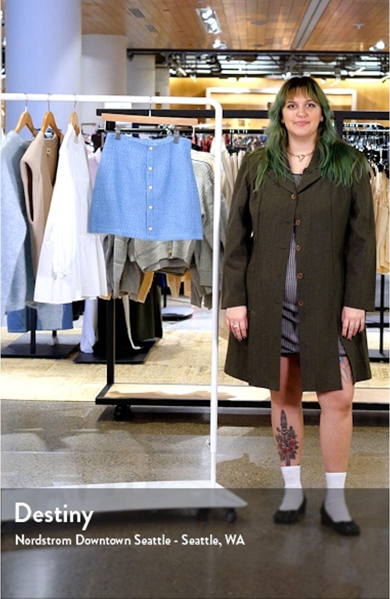 Imitation Pearl Decorative Button Tweed Miniskirt, sales video thumbnail