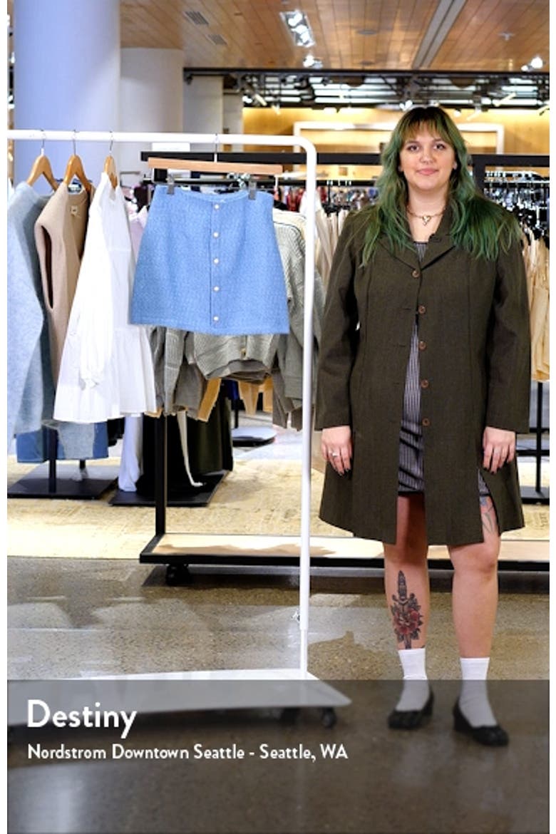 Imitation Pearl Decorative Button Tweed Miniskirt video