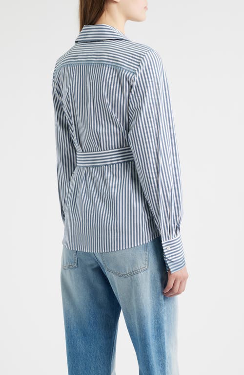 Hugo Boss Boss Bekania Stripe Wrap Top In Blue