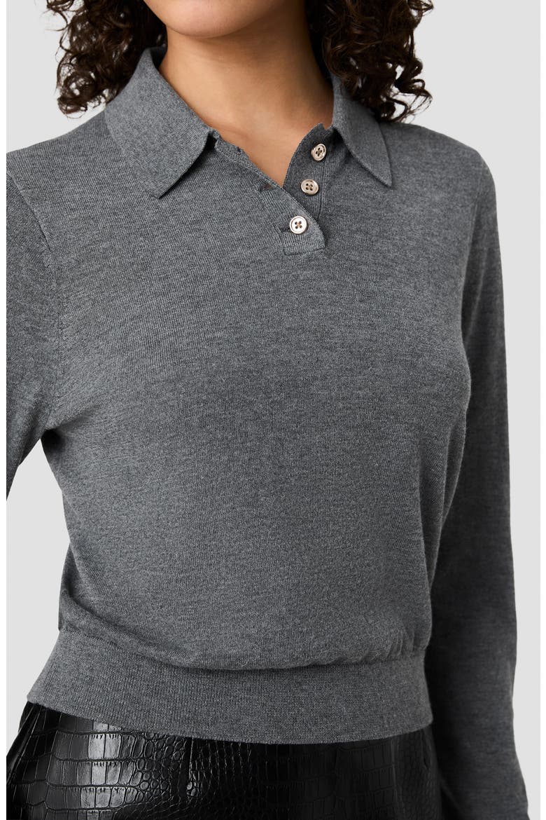 Nola Long Sleeve Polo, Alternate, color, DARK GREY MEL