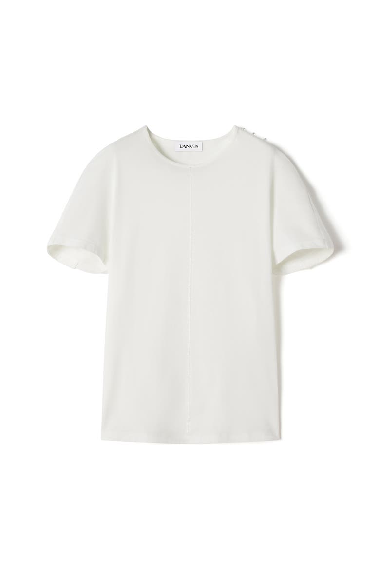 Cape-Effect T-Shirt In Cotton And Silk, Alternate, color, White