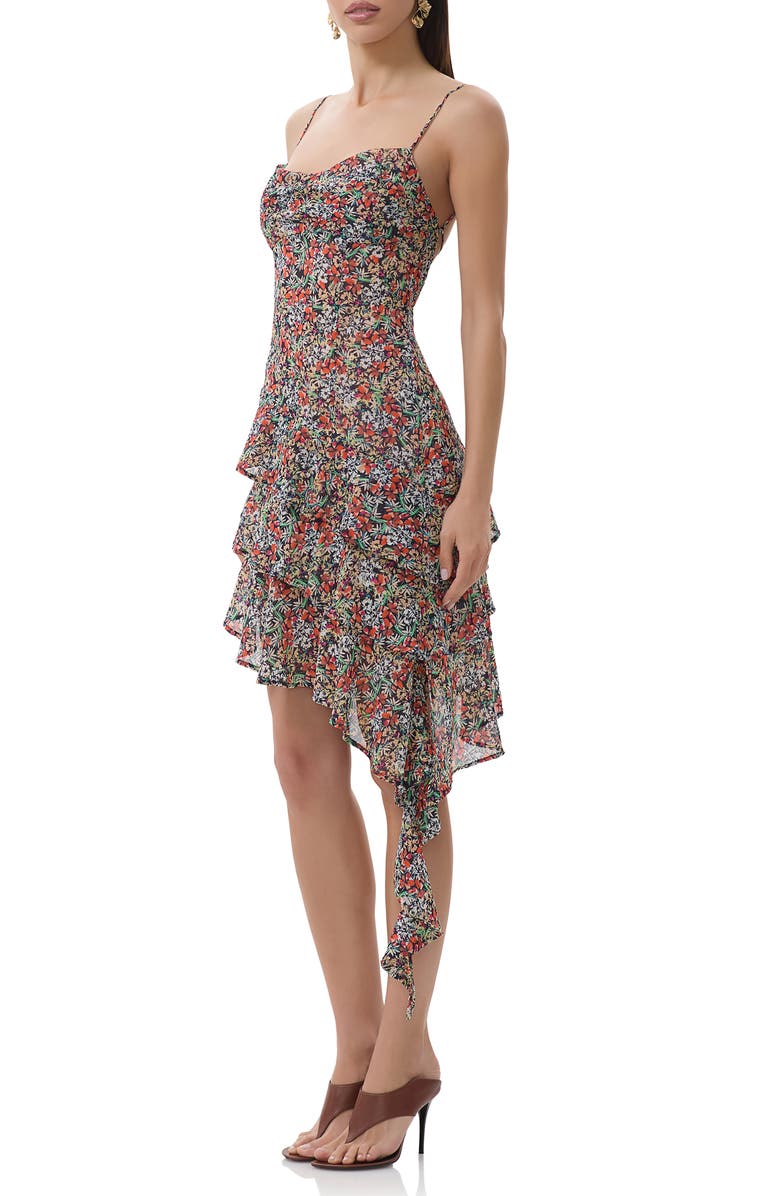 AFRM Ashmont Ruffle Tiered Dress, Alternate, color, Navy Ditsy