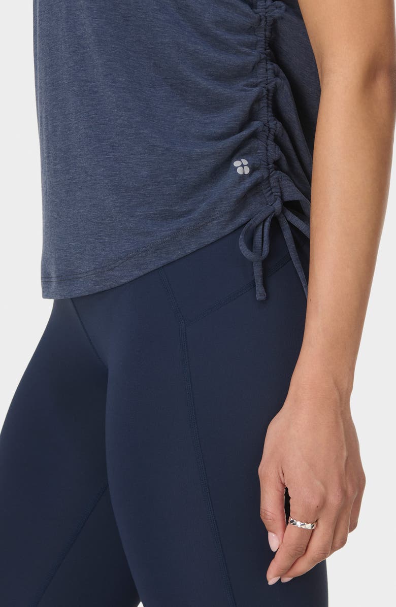 Sweaty Betty Soft Flow Studio Ruched Tank, Alternate, color, Navy Blue
