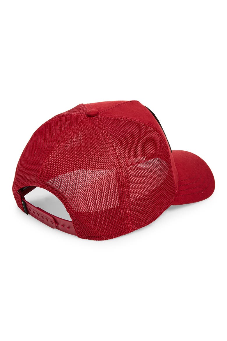 The Faux Suede Rhino Trucker Hat, Alternate, color, BURGUNDY