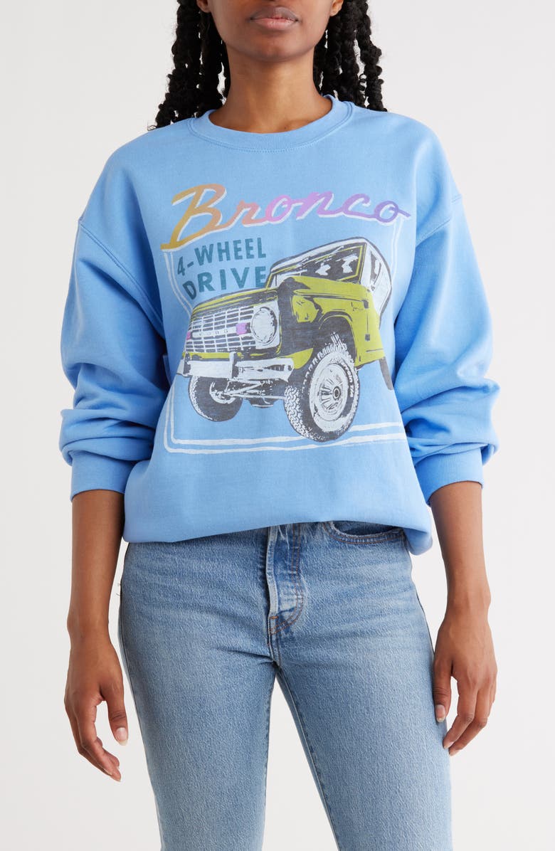 Junk Food Bronco Graphic Sweatshirt, Main, color, Carolina Blue