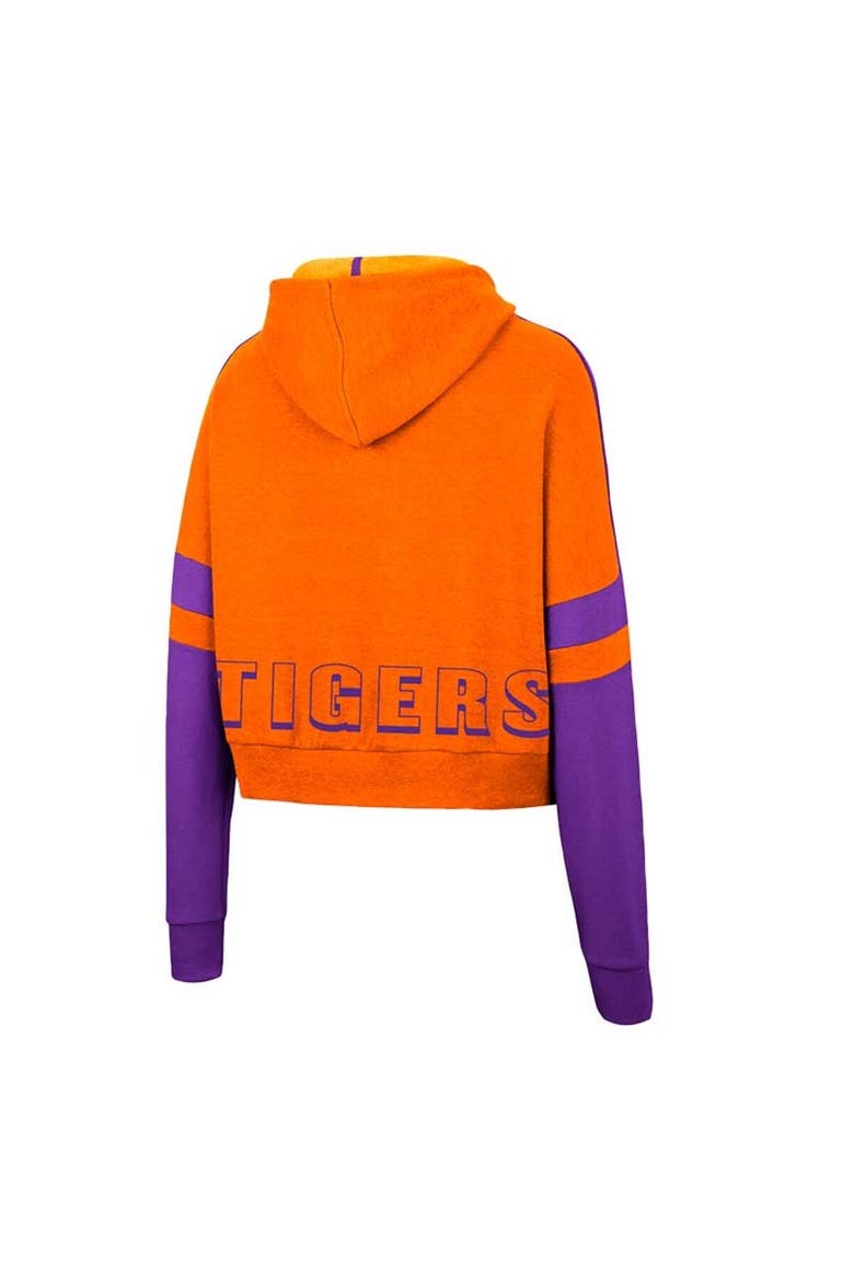 Women's Colosseum Orange Clemson Tigers Throwback Stripe Arch Logo Cropped Pullover Hoodie, Alternate, color, Orange