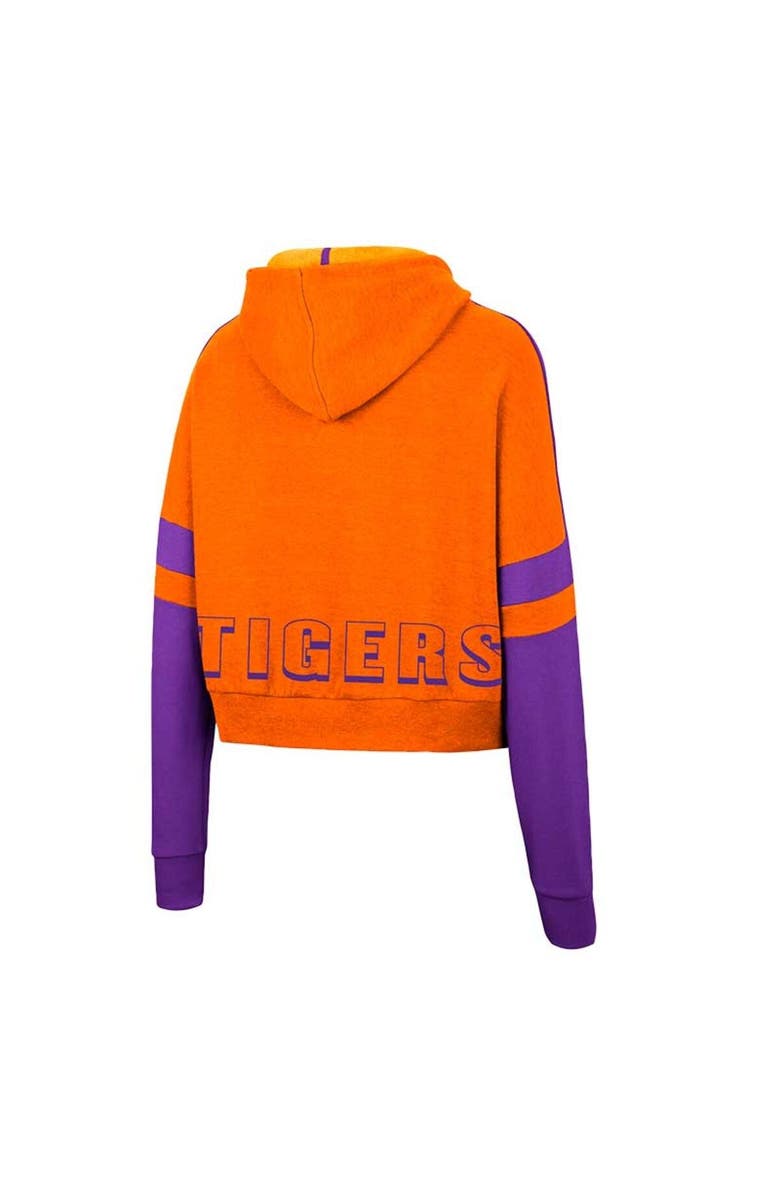 COLOSSEUM Women's Colosseum Orange Clemson Tigers Throwback Stripe Arch Logo Cropped Pullover Hoodie, Alternate, color, Orange