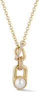 CHLOE AND MADISON Faux Pearl Pendant Necklace