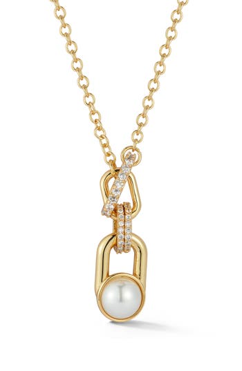 Chloe & Madison Chloe And Madison Faux Pearl Pendant Necklace In Gold