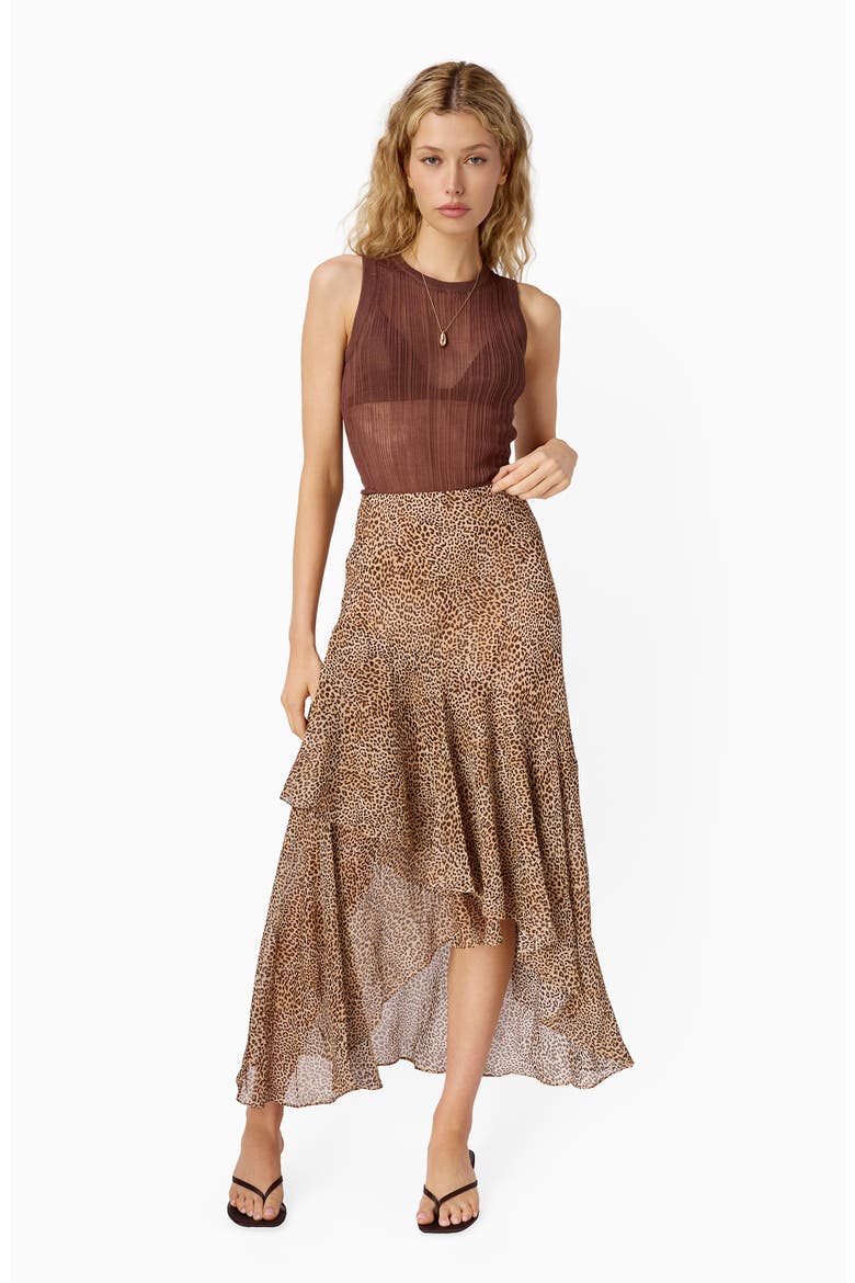 Yazmeena Asymmetric Ruffle Chiffon Skirt, Alternate, color, LEO