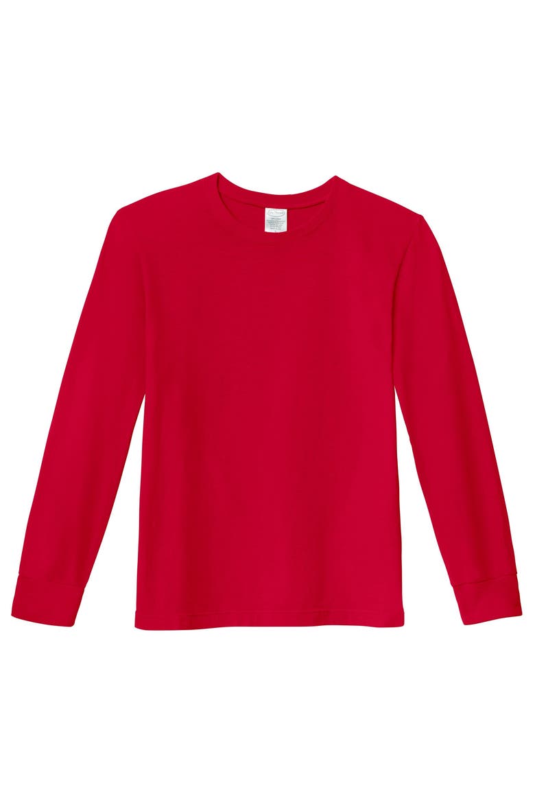 Boys 100% Soft Cotton Medium-Weight Long Sleeve Tee With Cuffs, Main, color, Red