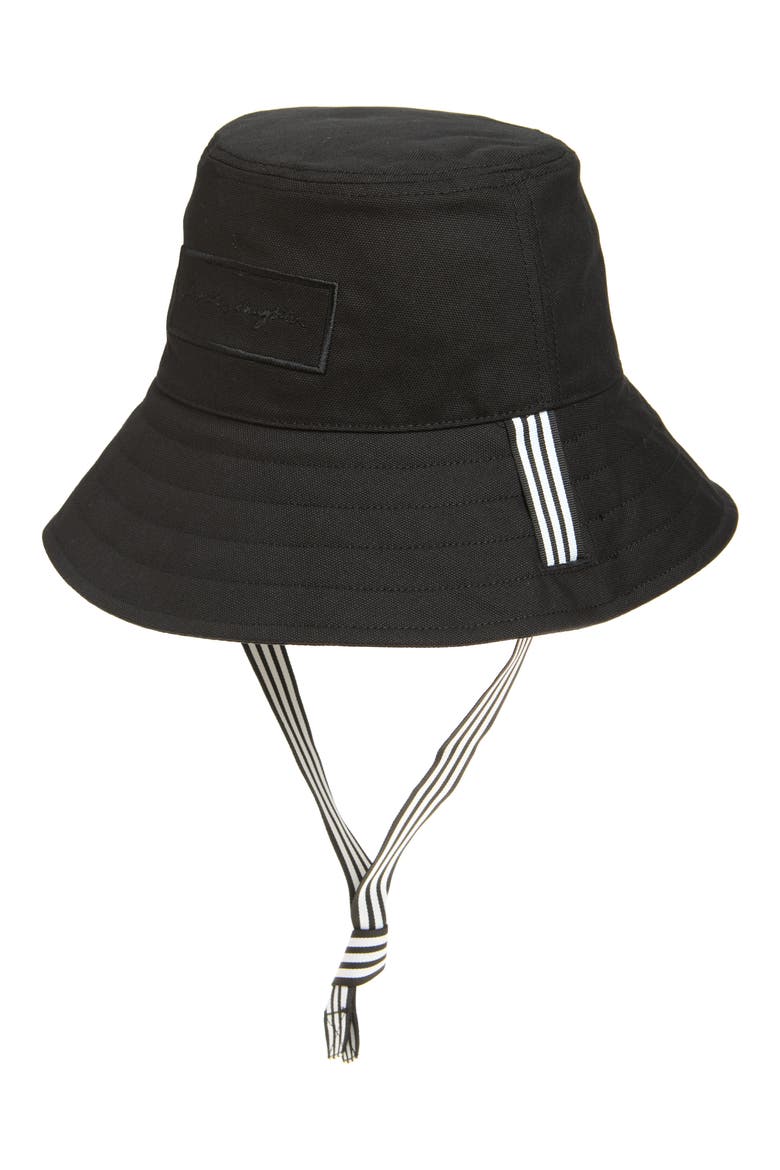 Script Stripe Bucket Hat, Main, color, BLACK