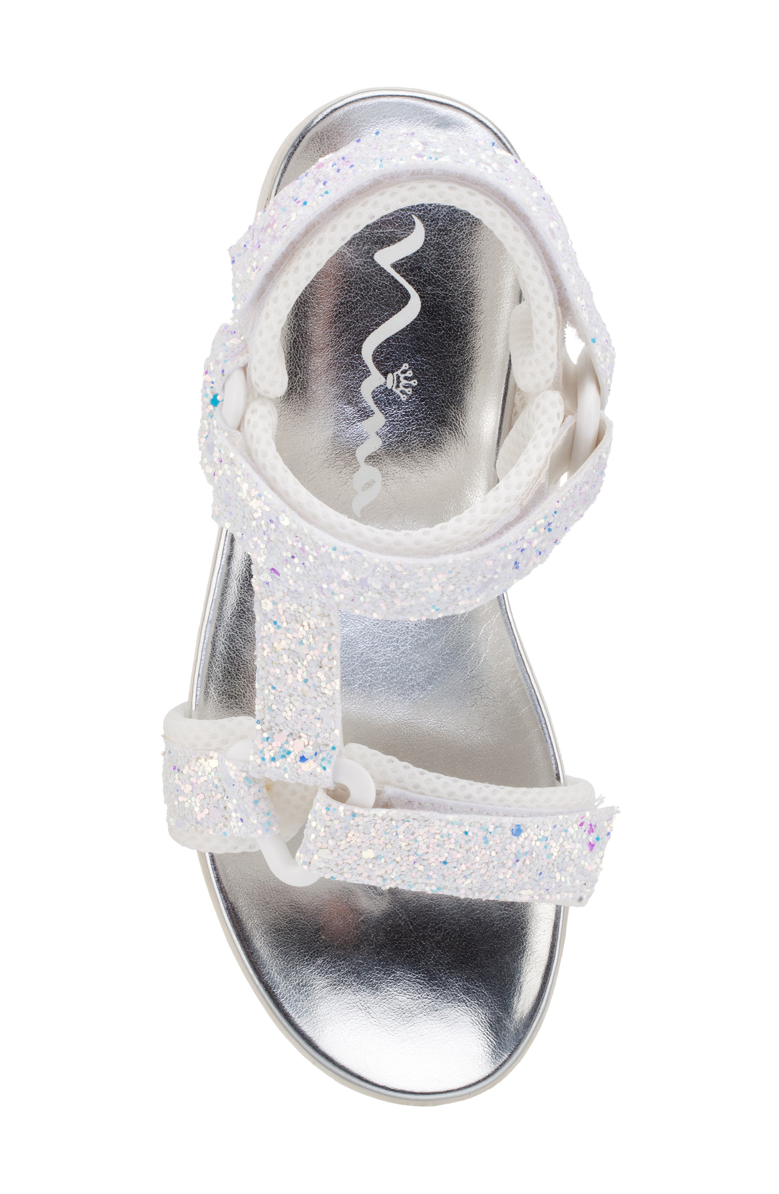 Nina Kids' Anjelita Sandal, Alternate, color, White Chunky Glitter