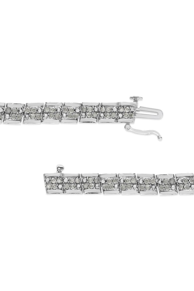 Silver 2.0 Cttw Diamond Round Miracle Plate Link Bracelet, Alternate, color, White
