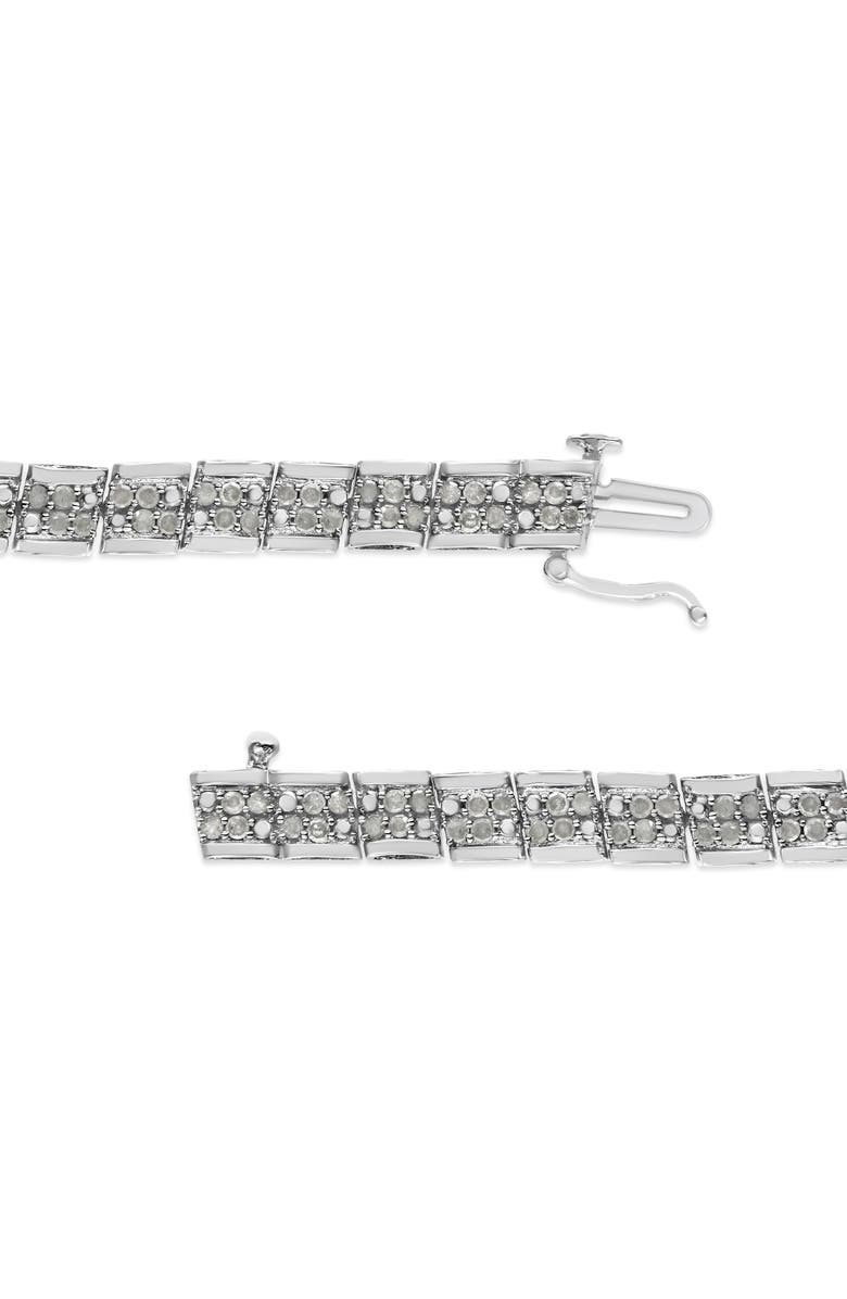 Haus of Brilliance Silver 2.0 Cttw Diamond Round Miracle Plate Link Bracelet, Alternate, color, White