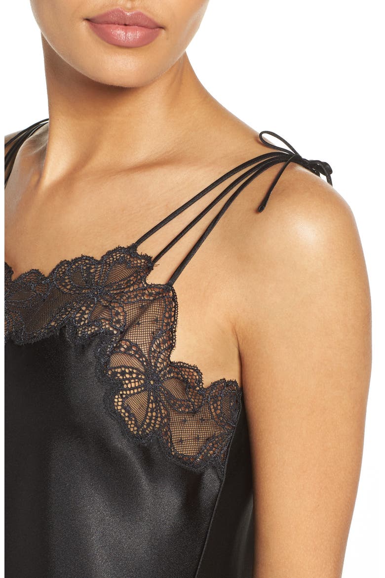 Sleepwear Charmeuse Chemise, Alternate, color, BLACK