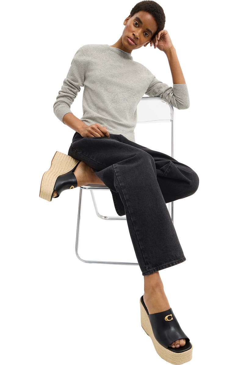 COACH Espadrille Platform Wedge Slide Sandal, Alternate, color, Black