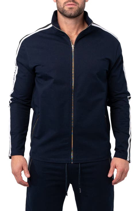 Stretch Cotton Zip-Up Track Jacket