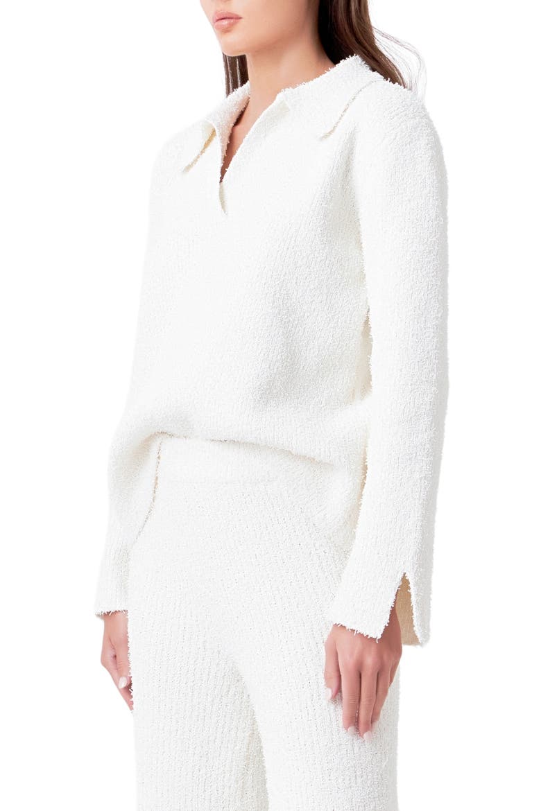Textured Fuzzy Collared Sweater, Alternate, color, CREAM