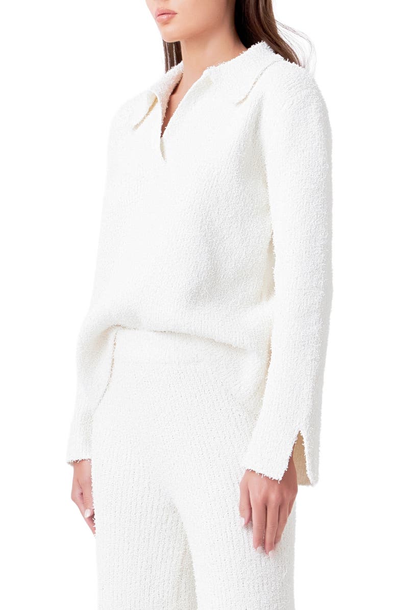 Endless Rose Textured Fuzzy Collared Sweater, Alternate, color, Cream