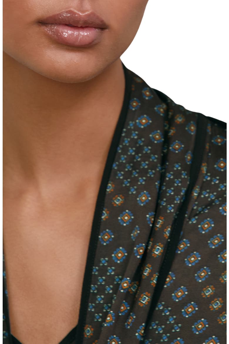 Eddie Foulard Print Tie Front Button-Up Shirt, Alternate, color, NAVY