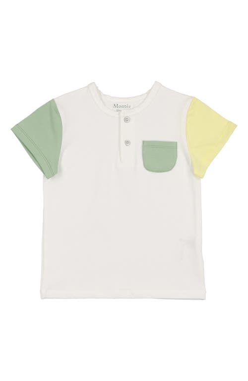 Maniere Manière Kids' Sunshine Rainbow Henley In White