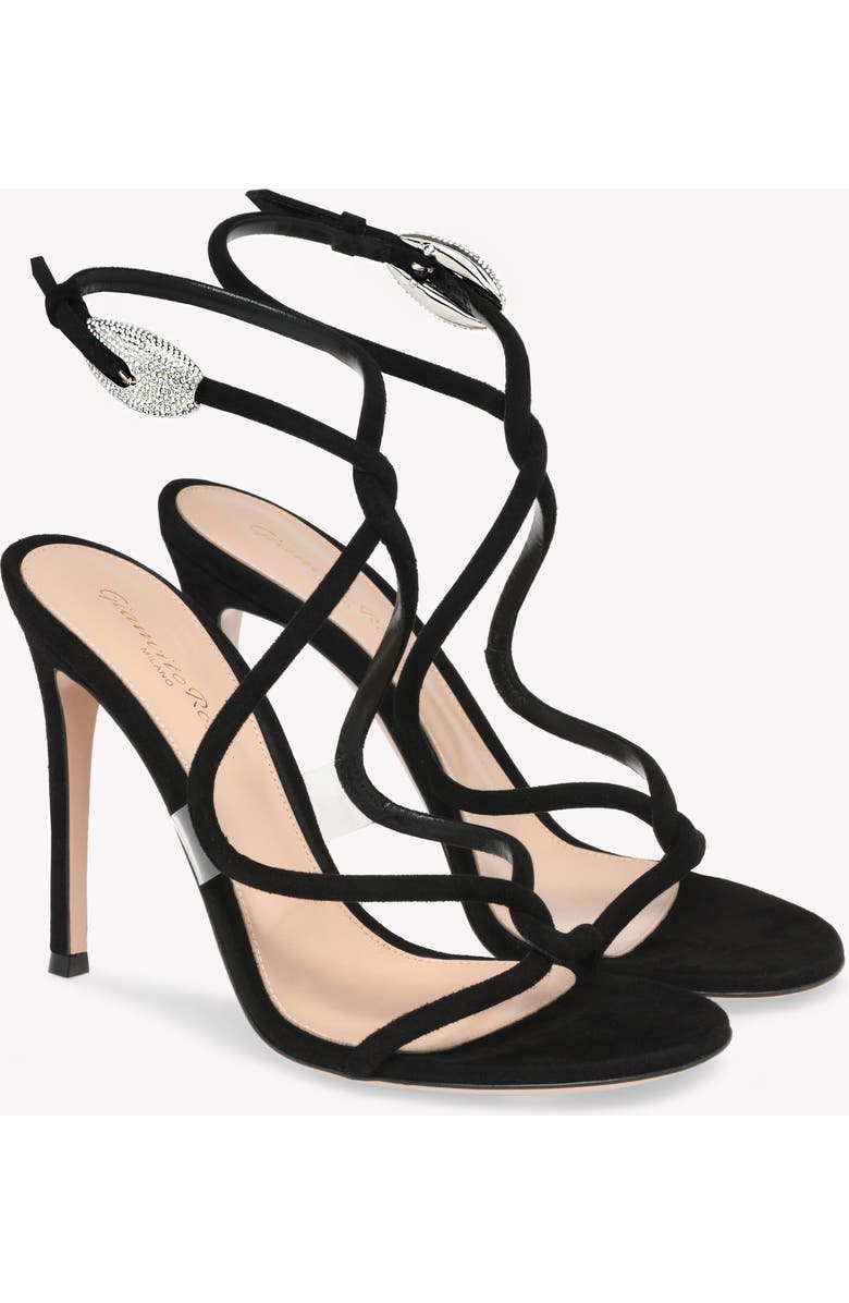 Gianvito Rossi Mamba Crystal Sandal, Alternate, color, Black Suede