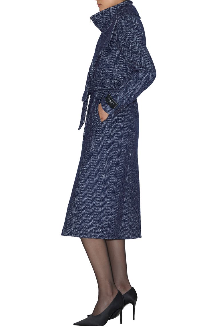 Ilana Wool Blend Belted Coat with Zip Bib, Alternate, color, NIGHT BLUE