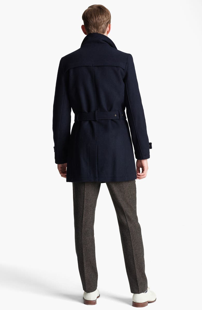 Topman Funnel Neck Trench Coat, Alternate, color,