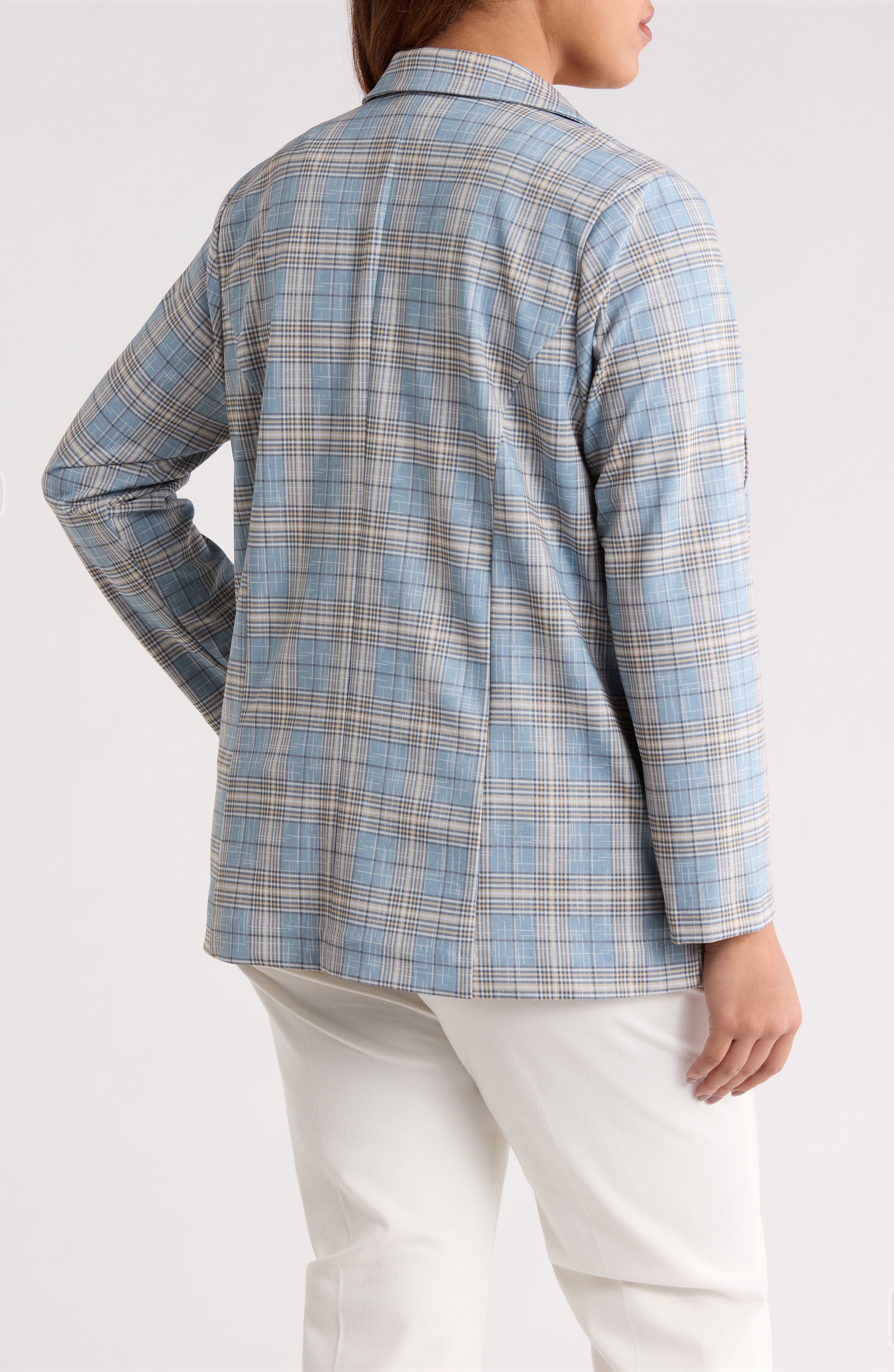 Plaid Open Front Boyfriend Blazer - image 2