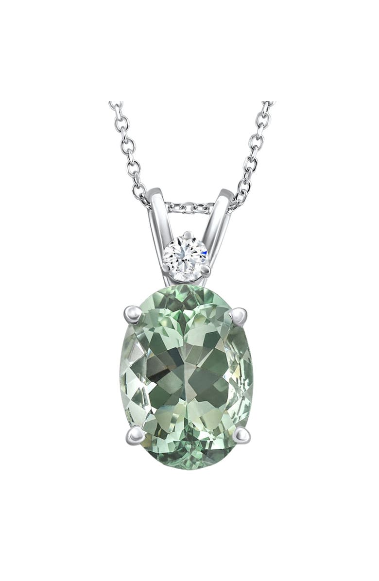 Bliss Diamond Oval Green Amethyst Diamond Pendant Women's Necklace 18" Gold, Main, color, 14K White Gold