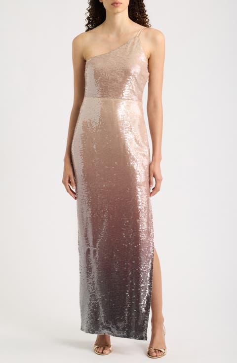 Mirage One-Shoulder Sequin Gown