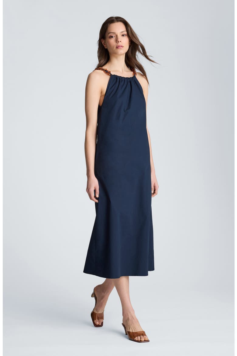 Beaded Sleeveless Midi Dress, Alternate, color, DARK NAVY