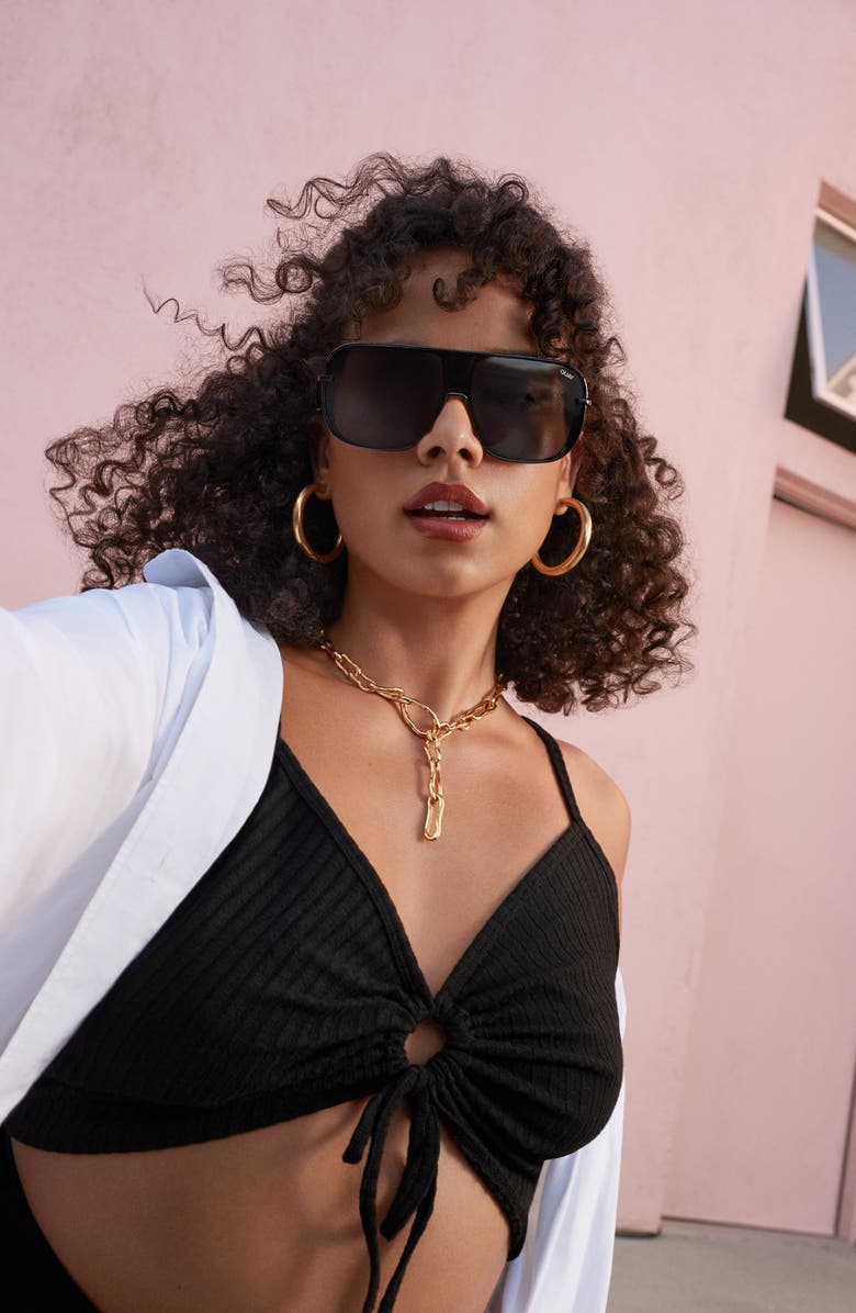 QUAY Take a Number 55mm Polarized Shield Sunglasses, Alternate, color,