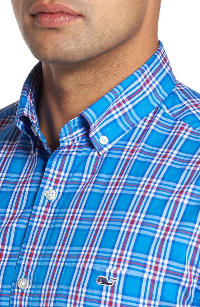 vineyard vines Tucker Chandler Pond Classic Fit Plaid Sport Shirt, Alternate, color, Hull Blue