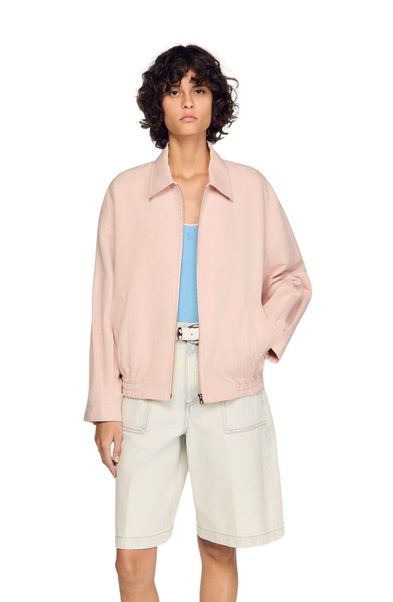 SANDRO Cotton and linen jacket, Main, color, Pink