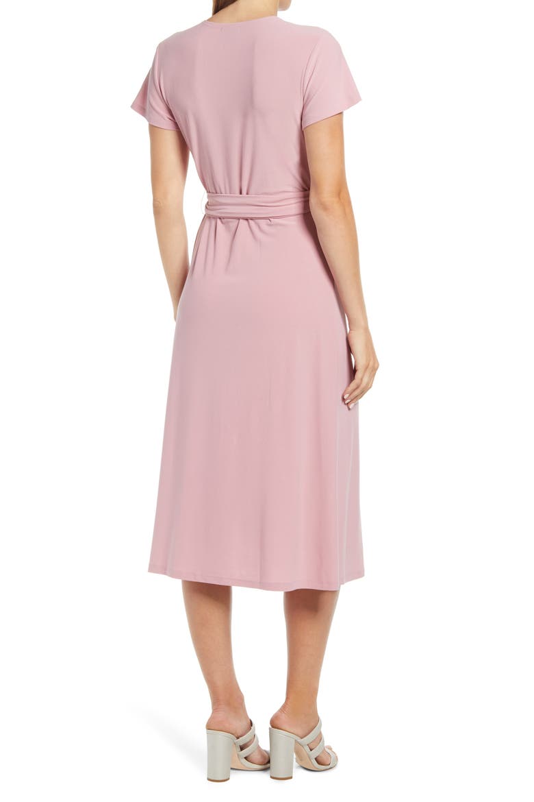 Crossover Short Sleeve Wrap Dress, Alternate, color, PURPLE LILAS