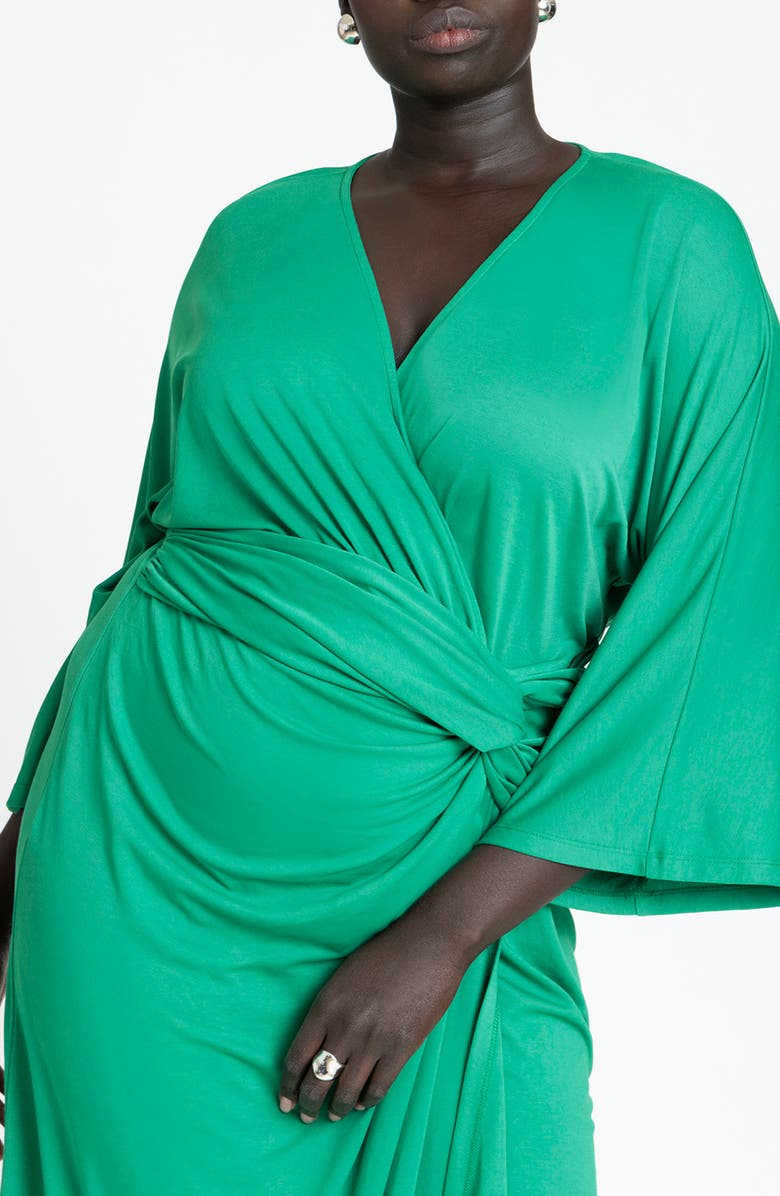 ELOQUII Twisted Waist Long Sleeve Maxi Dress, Alternate, color,