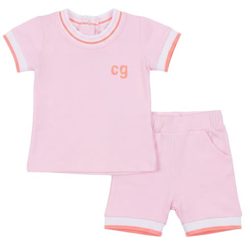 Contrast Trim 2-Piece Infant Set - Pique Cotton-Blend
