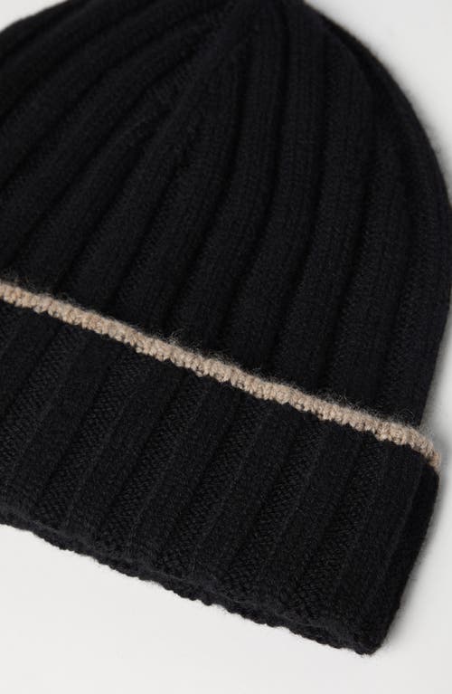 Brunello Cucinelli Cashmere Rib Knit Beanie In Black