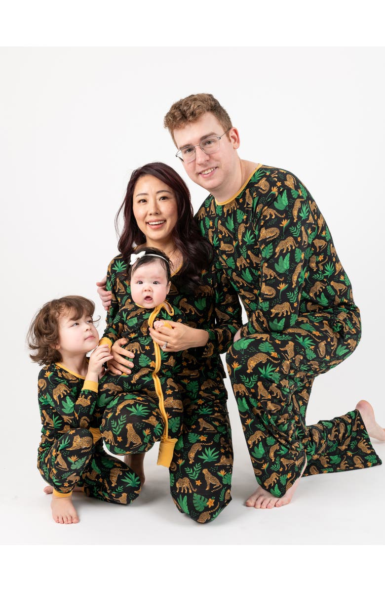 Leveret Men's Viscose Matching Family Holiday Pajamas, Reindeer & Polar Bear Prints, Alternate, color, Leopard